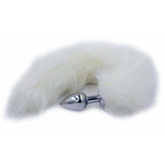 White Faux Fur Stainless Steel Plug Tail - 3 Sizes White Faux Fur Stainless Steel Plug Tail - 3 Sizes