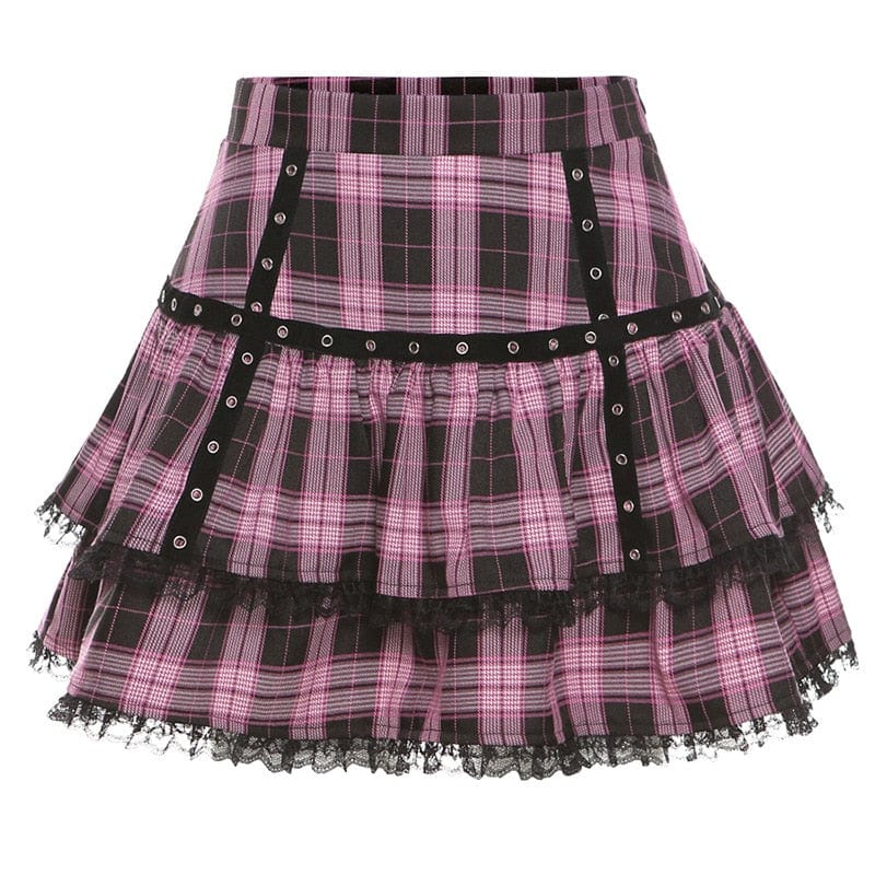 Avril Lace Plaid Skirt DDLGWorld skirt