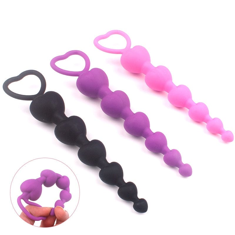 Silicone Heart Anal Beads DDLG World 0