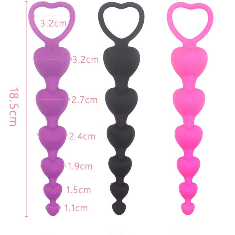 Silicone Heart Anal Beads DDLG World 0