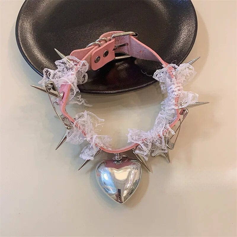 Sweet Heart Spiked Choker DDLG World