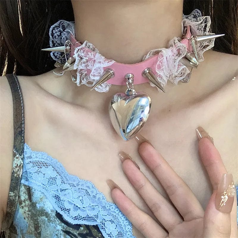 Sweet Heart Spiked Choker DDLG World