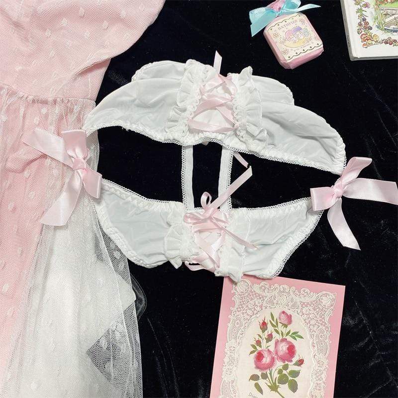 Angel Bow Crotchless Panties DDLGWorld