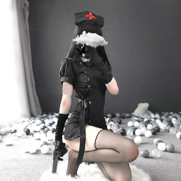 Badass Nurse Costume (Black/Pink) DDLGWorld costume
