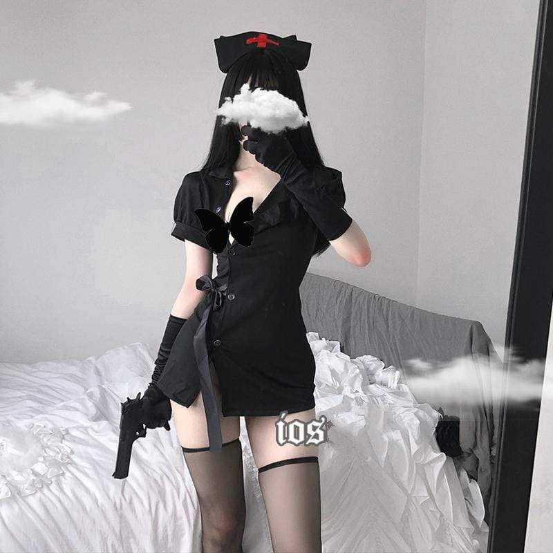 Badass Nurse Costume (Black/Pink) DDLGWorld costume