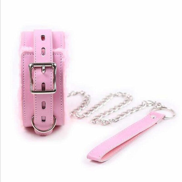 BDSM Collar w/Leash - Pink/Black/Red DDLGWorld bondage collar