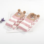 Bear Pink/White Striped Kawaii Thigh High Socks DDLGWorld socks