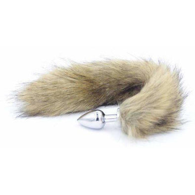 Brown Faux Fur Stainless Steel Plug Tail - 3 Sizes DDLGWorld buttplug tails