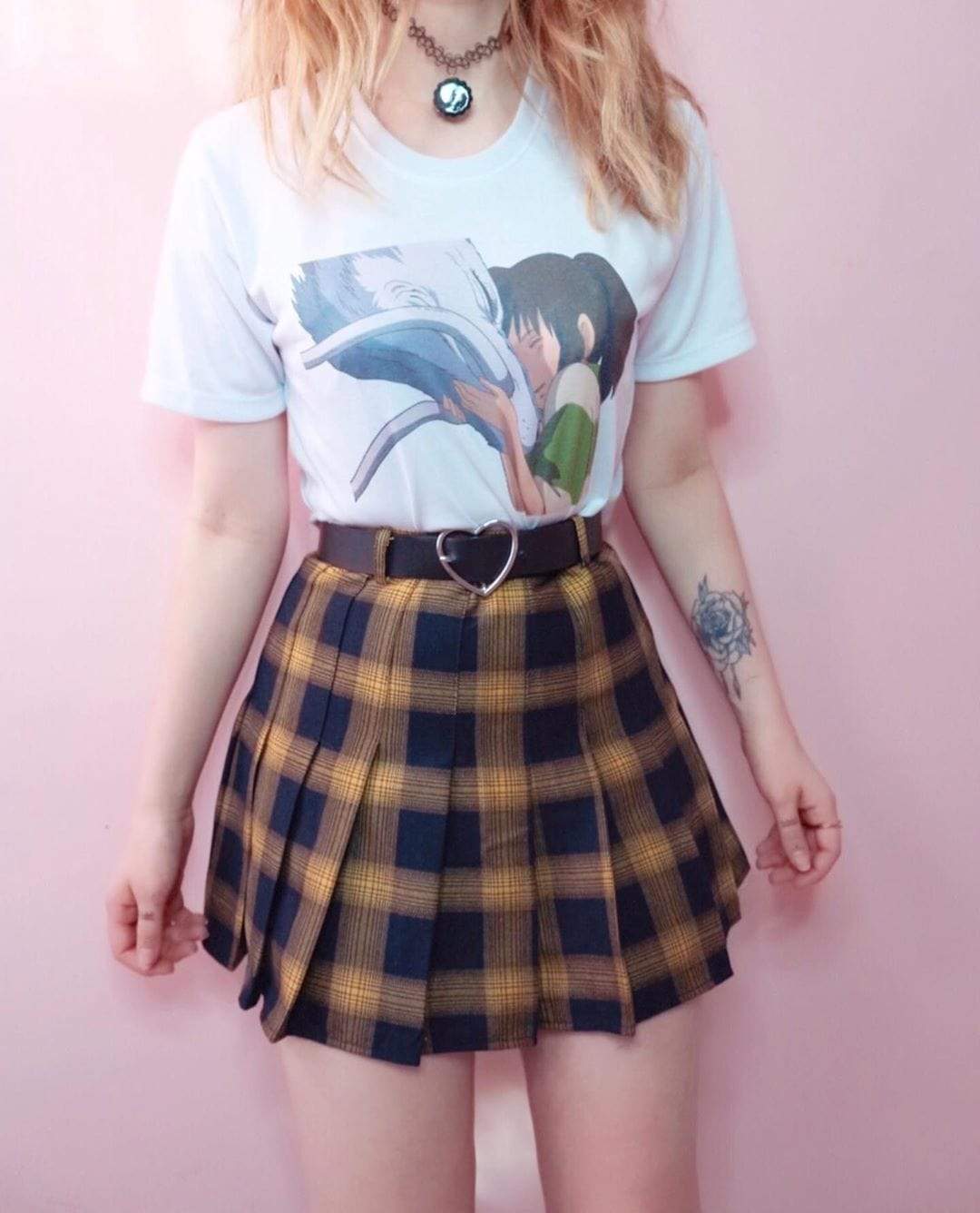 BUMBLE High Waisted Plaid Skirt DDLGWorld skirt