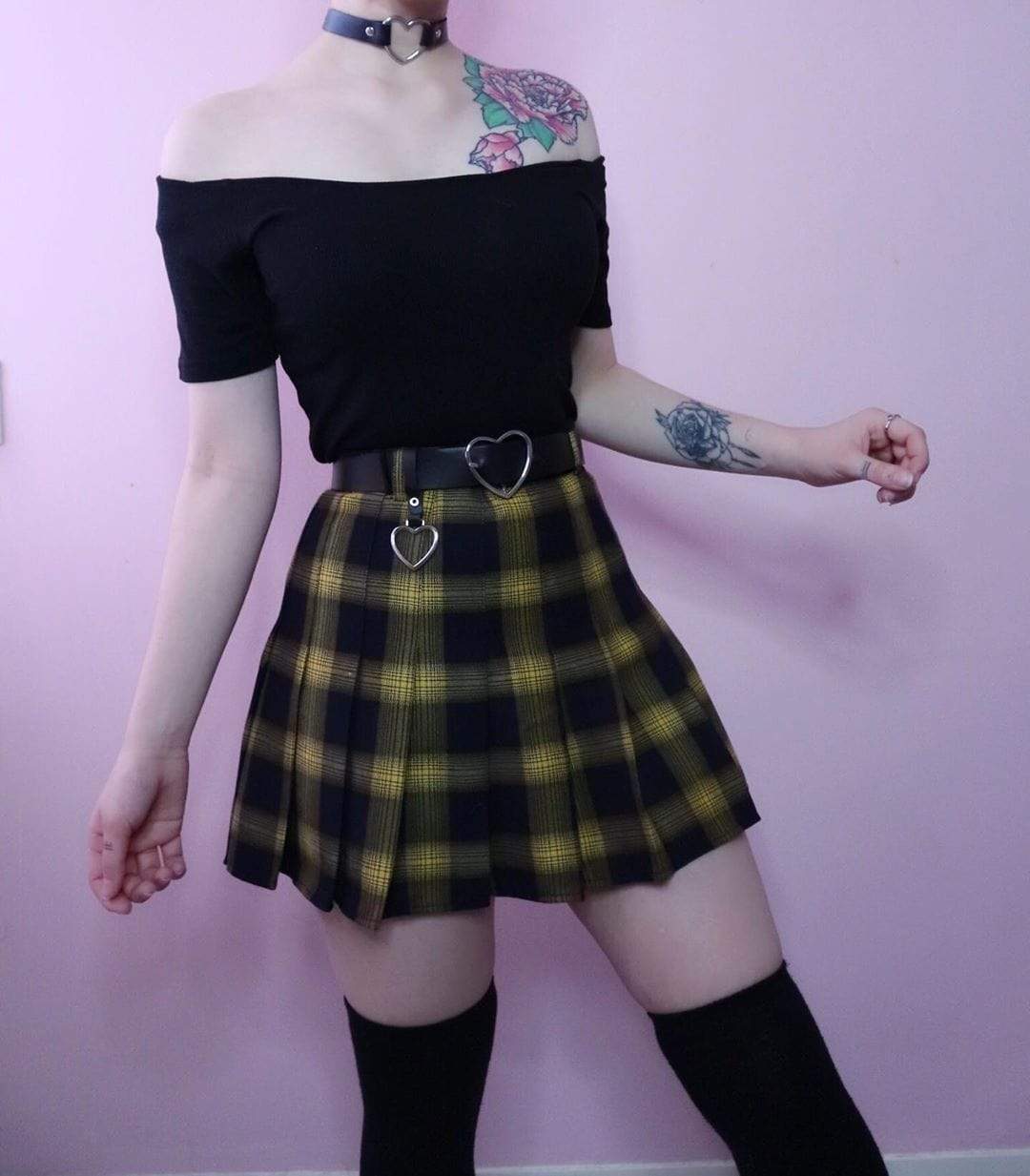 BUMBLE High Waisted Plaid Skirt DDLGWorld skirt