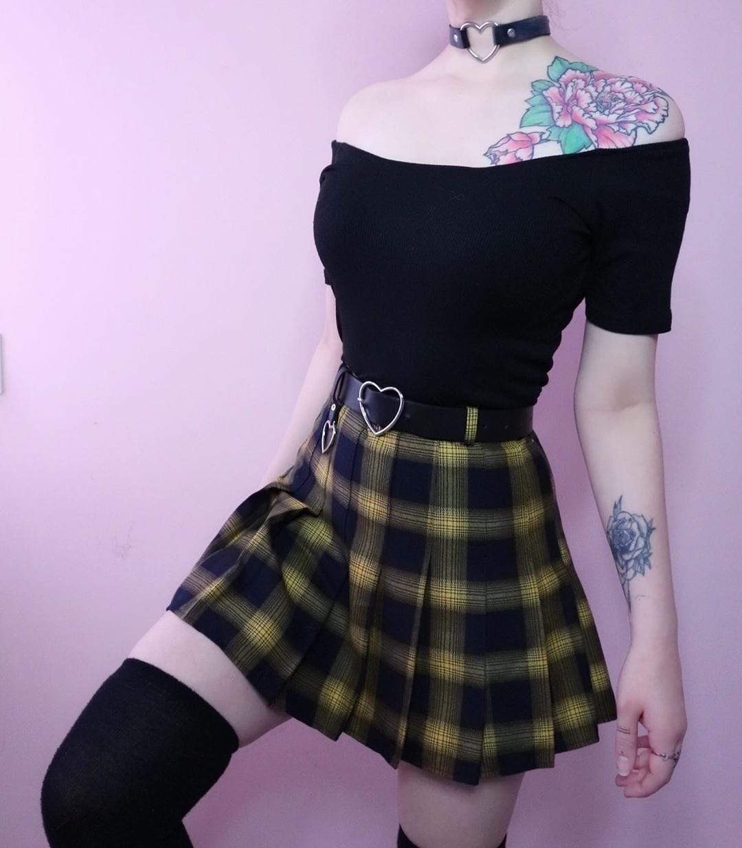 BUMBLE High Waisted Plaid Skirt DDLGWorld skirt