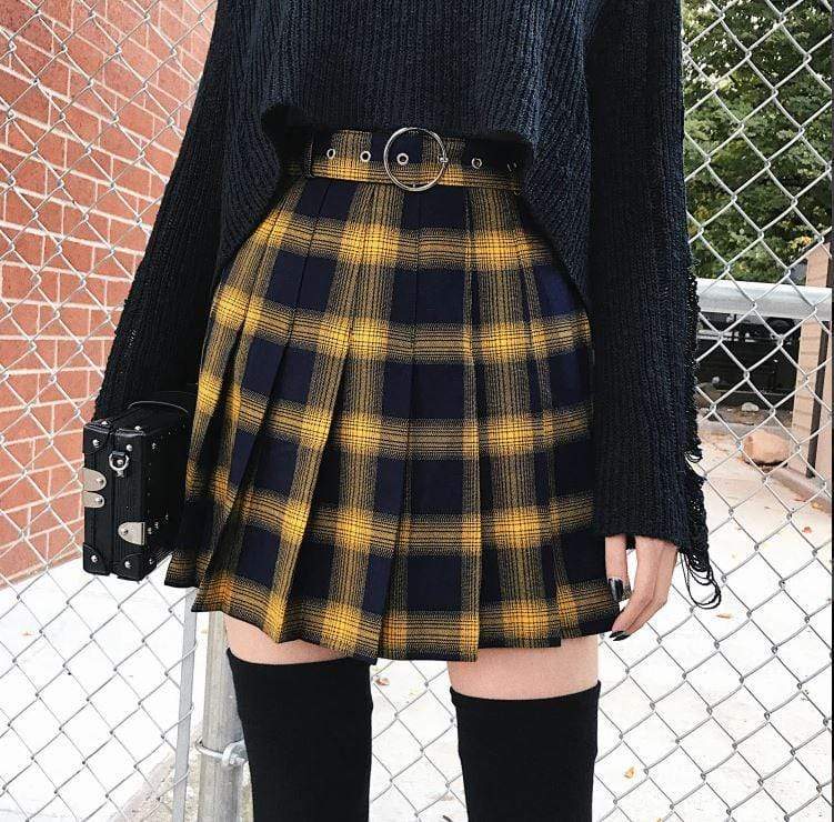 BUMBLE High Waisted Plaid Skirt DDLGWorld skirt