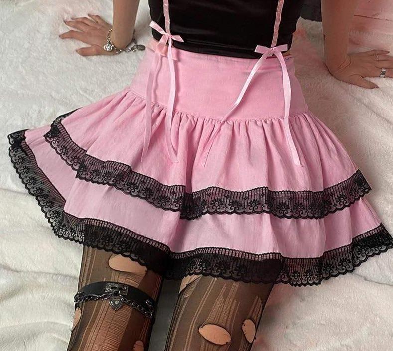 Candy Pink Layered Skirt DDLGWorld skirt