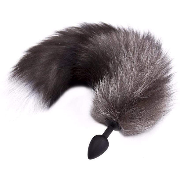 Dark Grey Fox Tail 45cm DDLGWorld buttplug tails