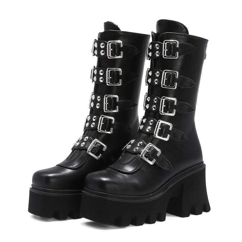 Double Trouble Platform Buckle Boots DDLGWorld boots