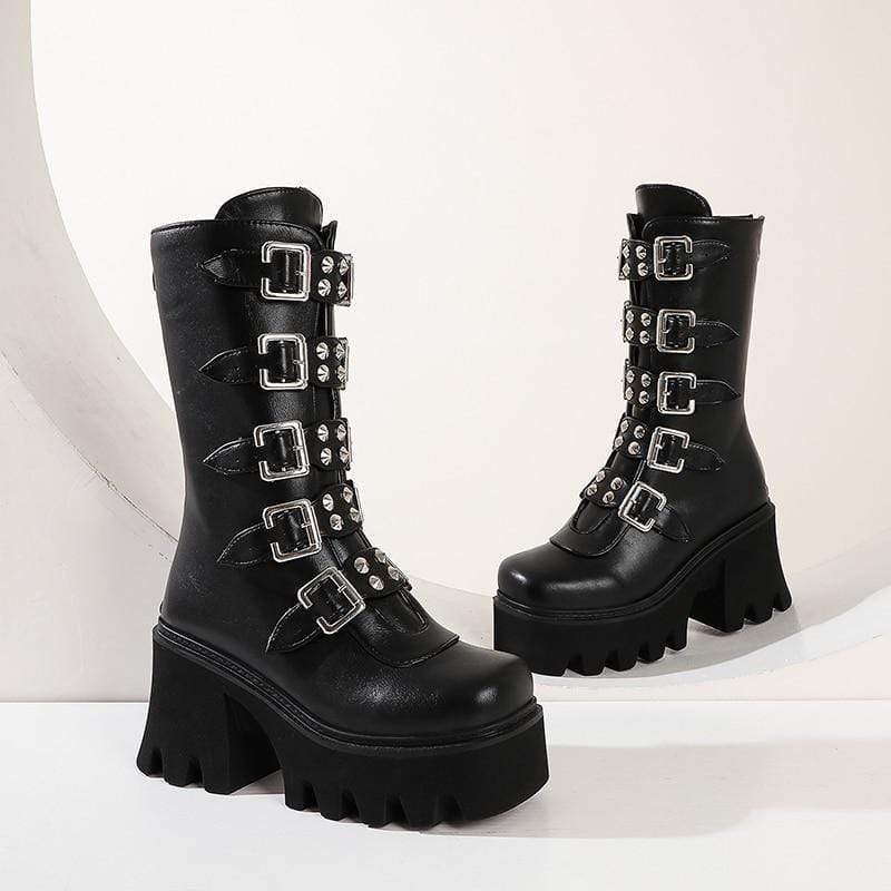 Double Trouble Platform Buckle Boots DDLGWorld boots