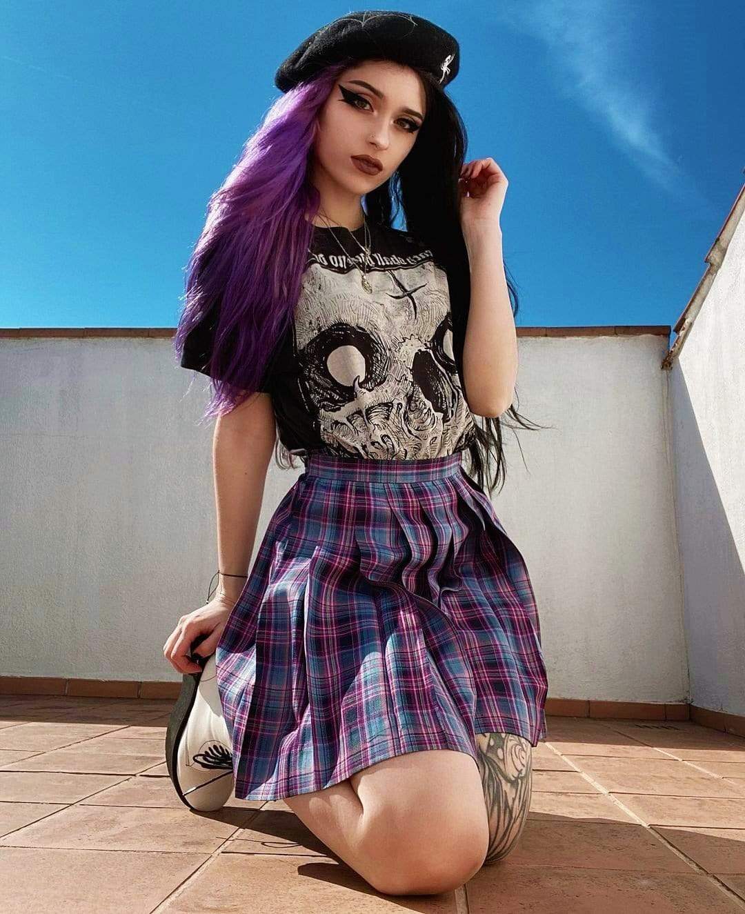 Electric Aura Plaid Skirt DDLGWorld