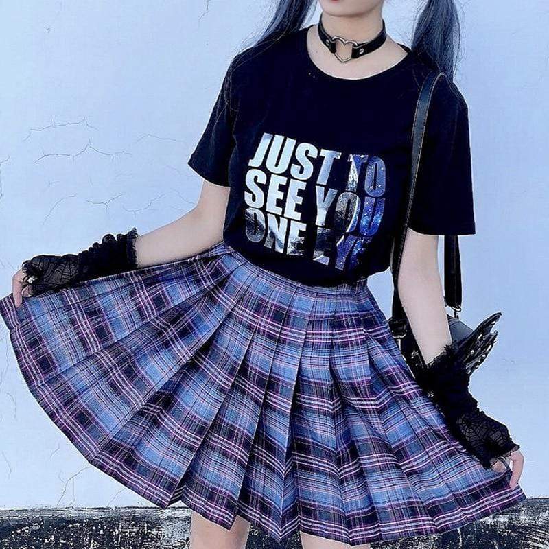 Electric Aura Plaid Skirt DDLGWorld