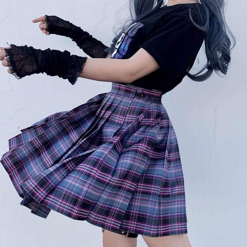 Electric Aura Plaid Skirt DDLGWorld