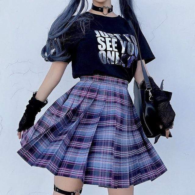 Electric Aura Plaid Skirt DDLGWorld