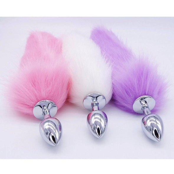 Faux Fur Stainless Steel Plug Tail - Purple DDLGWorld buttplug tails