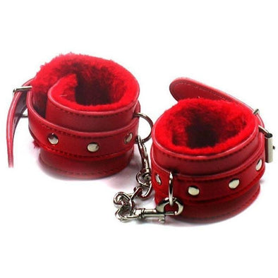 Furry Plush Handcuffs - Red DDLGWorld handcuffs
