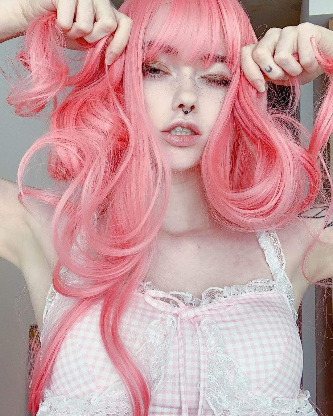 Gingham 2 Piece Lingerie Set (Pink/Blue) DDLGWorld lingerie