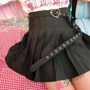 HEART High Waisted Pleated Skirt (Pink/Black) DDLGWorld skirt