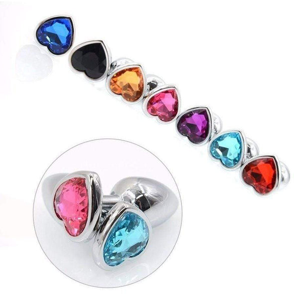 Heart Shaped Stainless Steel Buttplugs - S/M/L (9 Colors) DDLGWorld buttplug