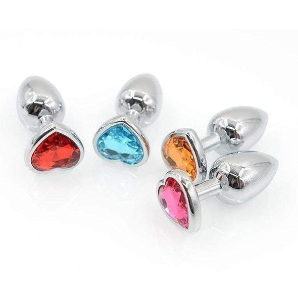 Heart Shaped Stainless Steel Buttplugs - S/M/L (9 Colors) DDLGWorld buttplug