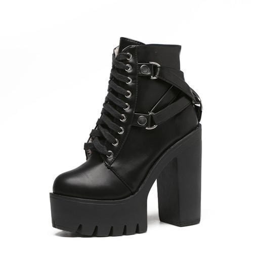 Kawaii Buckle Lace Up High Heel Boots DDLGWorld shoes