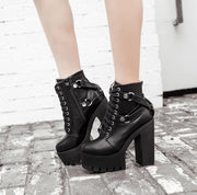 Kawaii Buckle Lace Up High Heel Boots DDLGWorld shoes