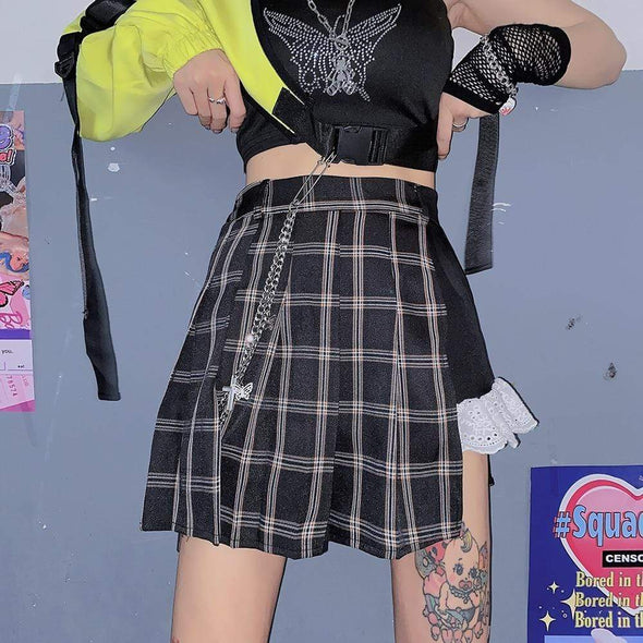 Kira Clash Plaid Skirt DDLGWorld skirt