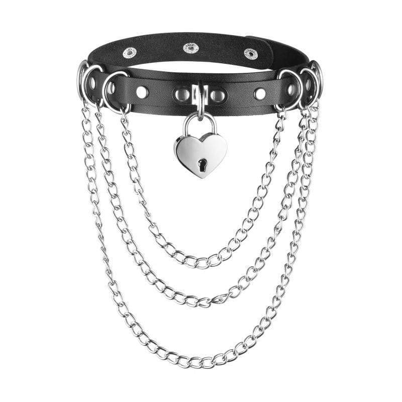 Layered Chained Heart Choker DDLGWorld choker