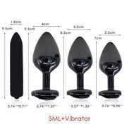 (Limited Edition) Three Piece Black Heart Buttplug Set + 10 Speed Vibrator DDLGWorld buttplug