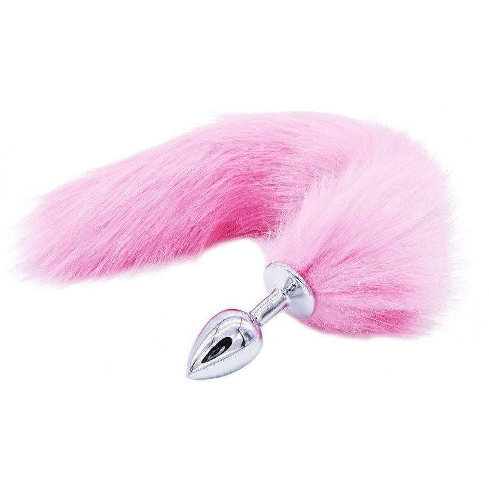 Pastel Pink Faux Fur Stainless Steel Plug Tail DDLGWorld buttplug tails