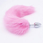 Pastel Pink Faux Fur Stainless Steel Plug Tail DDLGWorld buttplug tails