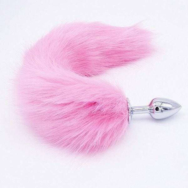 Pastel Pink Faux Fur Stainless Steel Plug Tail DDLGWorld buttplug tails