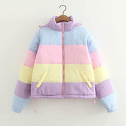 PASTEL RAINBOW Kawaii Puffer Jacket DDLGWorld jacket