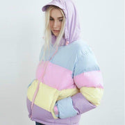 PASTEL RAINBOW Kawaii Puffer Jacket DDLGWorld jacket