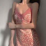 Pink Leopard Print Night Dress DDLGWorld Dress