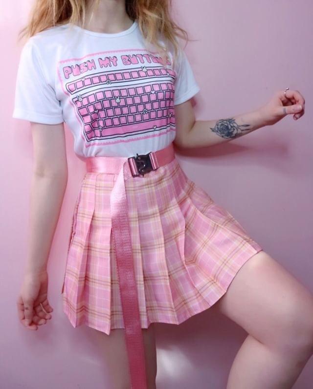 PINK PRINCESS Plaid High Waisted Skirt DDLGWorld skirt