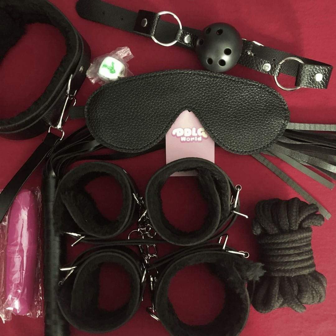 Princess 11 Piece BDSM Kit - Black DDLGWorld Bondage Set