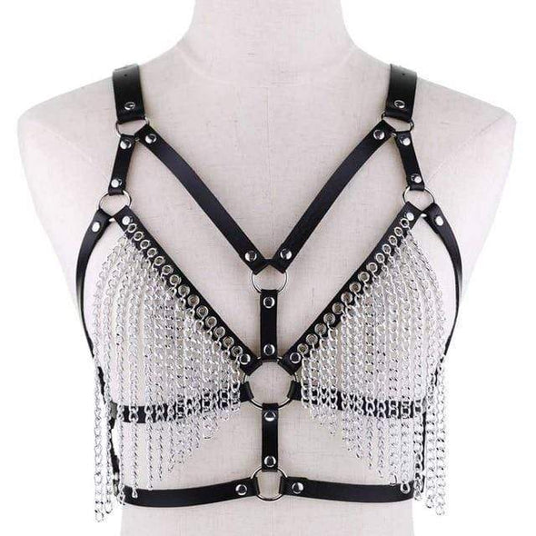 PU Leather Chain Caged Harness (16 Colors) DDLGWorld harness