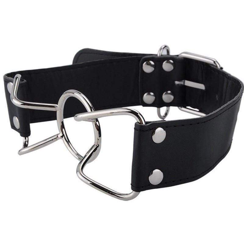 PU Leather Open Mouth Metal Gag DDLGWorld gag