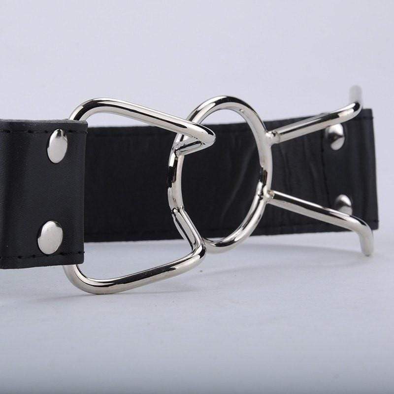 PU Leather Open Mouth Metal Gag DDLGWorld gag