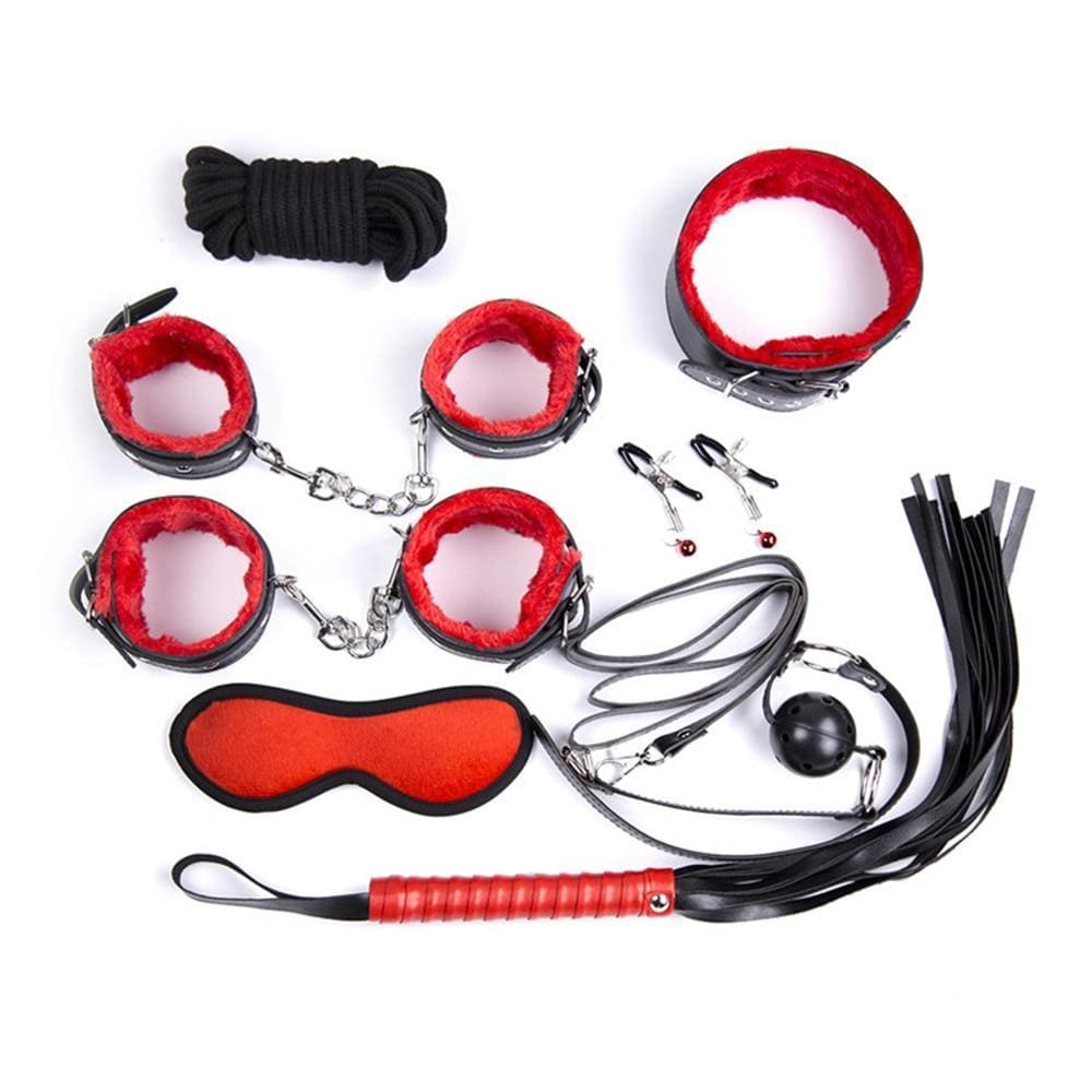 Red/Black Valentines 8 Piece Bondage Kit DDLGWorld bondage kit