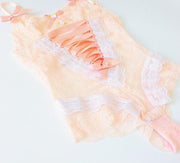 Satin Lace Lingerie Bodysuit (Peach/Black) DDLGWorld bodysuit