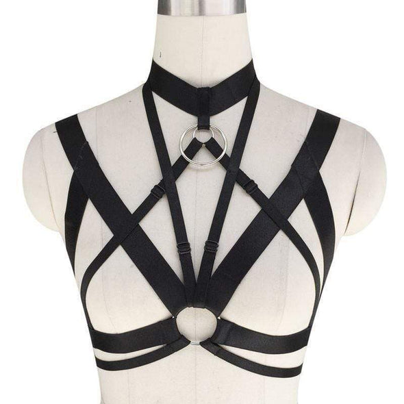 Spandex Adjustable "O Ring" Harness - Silver/Gold/No Ring DDLGWorld harness