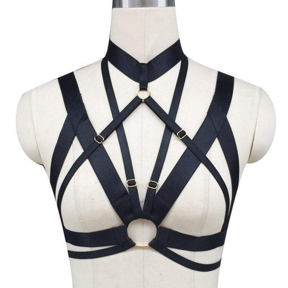 Spandex Adjustable "O Ring" Harness - Silver/Gold/No Ring DDLGWorld harness